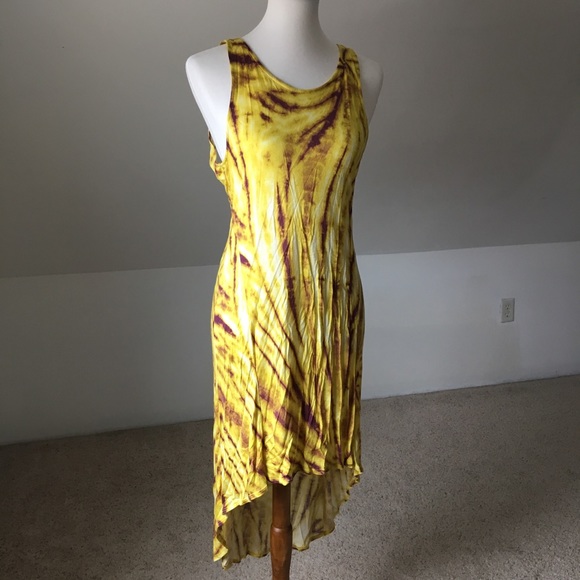 Yellow & Camel Tribal Cut Out Hi-Low Dress NWOT - Picture 6 of 8